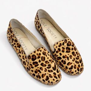 NEW Sole Society Leopard Cowhair Loafers 9.5 NWT | Animal Print Slip On Flats
